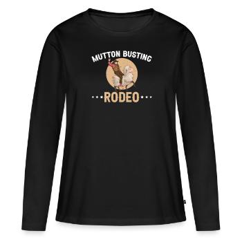Mutton Busting Rodeo Western Sheep Rider - Women's Premium Organic Long Sleeve Shirt - black - Front - Julia (174cm)