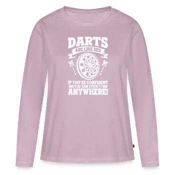 Dart Like Sex Confident Stick Anywhere Allusion - Women's Premium Organic Long Sleeve Shirt - dusky pink - Front - Julia (174cm)
