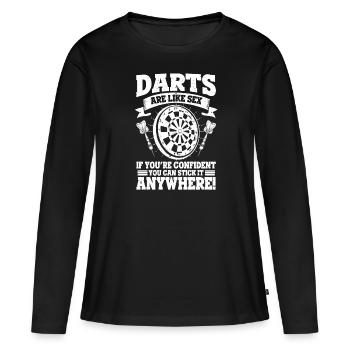 Dart comme le sexe confiant bâton n’importe où allusion - T-shirt manches longues Premium bio Femme - noir - Devant - Julia (174cm)