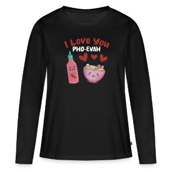 Je t’aime Pho-Evah Pho Soup Lovers - T-shirt manches longues Premium bio Femme - noir - Devant - Julia (174cm)