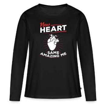 Herz Transplantation New Heart Same Amazing Me - Frauen Premium Bio Langarmshirt - Schwarz - Vorne - Julia (174cm)