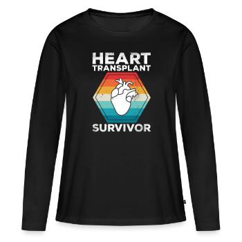 Herz Transplantation Überlebender Genesung Retro - Frauen Premium Bio Langarmshirt - Schwarz - Vorne - Julia (174cm)