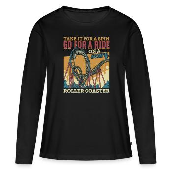 Vintage Looping Roller Coaster Ride Cadeau - T-shirt manches longues Premium bio Femme - noir - Devant - Julia (174cm)
