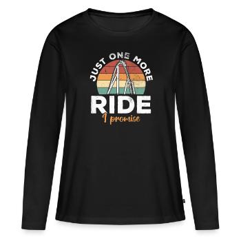 Vintage Just One More Ride I Promise Coaster - T-shirt manches longues Premium bio Femme - noir - Devant - Julia (174cm)