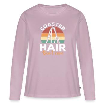 Coaster Hair Don’t Care Roller Coasters Vintage - T-shirt manches longues Premium bio Femme - rose poudré - Devant - Julia (174cm)