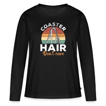 Coaster Hair Don’t Care Roller Coasters Vintage - T-shirt manches longues Premium bio Femme - noir - Devant - Julia (174cm)