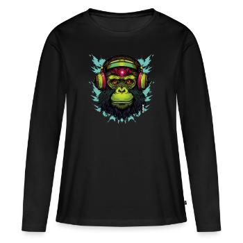 Electro Gorille DJ pour les fans de music Electro - T-shirt manches longues Premium bio Femme - noir - Devant - Julia (174cm)