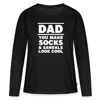 Père Chaussettes & Sandales Drôle de paternité Papa - T-shirt manches longues Premium bio Femme - noir - Devant - Julia (174cm)