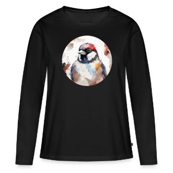 Haussperling - Frauen Premium Bio Langarmshirt - Schwarz - Vorne - Julia (174cm)