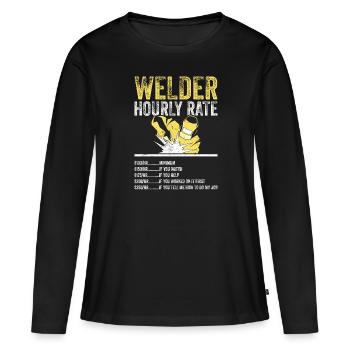 Taux horaire du soudeur - T-shirt manches longues Premium bio Femme - noir - Devant - Julia (174cm)