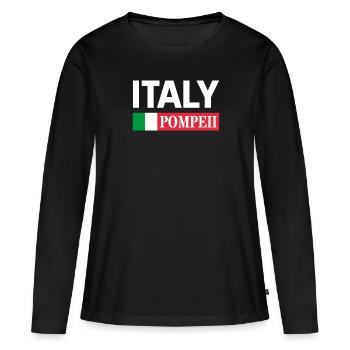 Italie Drapeau Pompéi Conservation Éruption volcanique - T-shirt manches longues Premium bio Femme - noir - Devant - Julia (174cm)
