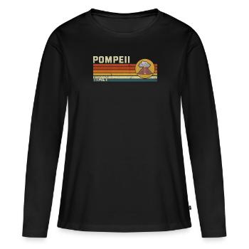Pompéi Italie Vintage éruption volcanique cadeau - T-shirt manches longues Premium bio Femme - noir - Devant - Julia (174cm)