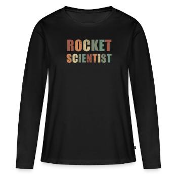 Rocket Scientist Aerospace Engineer Spaceship - Frauen Premium Bio Langarmshirt - Schwarz - Vorne - Julia (174cm)