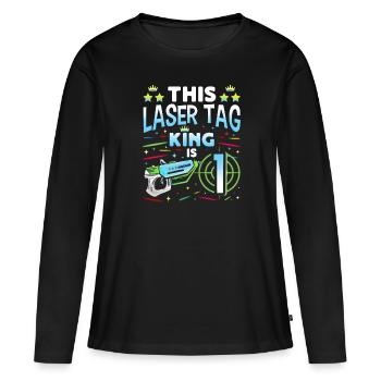Lasertag King est 1 garçon d’anniversaire Laser Tag intérieur - T-shirt manches longues Premium bio Femme - noir - Devant - Julia (174cm)