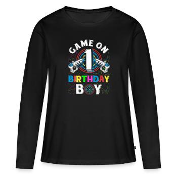 Jeu de Lasertag sur 1 Anniversaire Garçon Intérieur Laser Tag - T-shirt manches longues Premium bio Femme - noir - Devant - Julia (174cm)