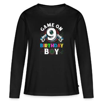 Jeu de Lasertag sur 9 Anniversaire Garçon Intérieur Laser Tag - T-shirt manches longues Premium bio Femme - noir - Devant - Julia (174cm)