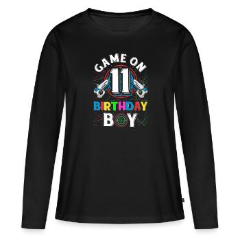 Jeu de Lasertag sur 11 Anniversaire Garçon Intérieur Laser Tag - T-shirt manches longues Premium bio Femme - noir - Devant - Julia (174cm)