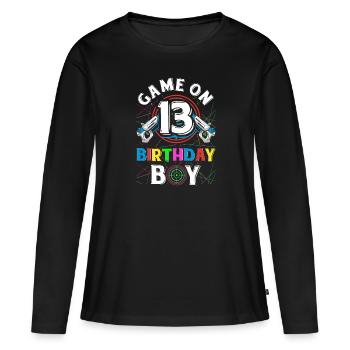 Jeu de Lasertag sur 13 Anniversaire Garçon Intérieur Laser Tag - T-shirt manches longues Premium bio Femme - noir - Devant - Julia (174cm)