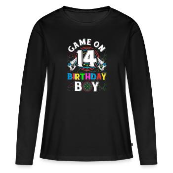 Jeu de Lasertag sur 14 Anniversaire Garçon Intérieur Laser Tag - T-shirt manches longues Premium bio Femme - noir - Devant - Julia (174cm)