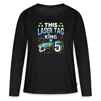 Lasertag King est un garçon de 5 ans Laser Tag en salle - T-shirt manches longues Premium bio Femme - noir - Devant - Julia (174cm)