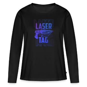 Cadeau Laser Tag Laser Tag Crew Événement Laser - T-shirt manches longues Premium bio Femme - noir - Devant - Julia (174cm)