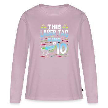 Lasertag King Is 10 Birthday Boy Indoor Laser Tag - Women's Premium Organic Long Sleeve Shirt - dusky pink - Front - Julia (174cm)