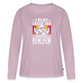 Laser Tag Panda Pew Pew - Women's Premium Organic Long Sleeve Shirt - dusky pink - Front - Julia (174cm)