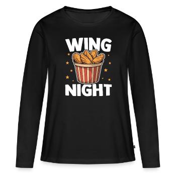 Ailes de poulet de nuit drôles Ailes croustillantes - T-shirt manches longues Premium bio Femme - noir - Devant - Julia (174cm)
