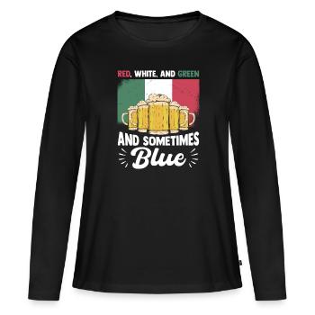 Fiesta mexicaine Siesta Rouge Blanc Vert Bleu - T-shirt manches longues Premium bio Femme - noir - Devant - Julia (174cm)