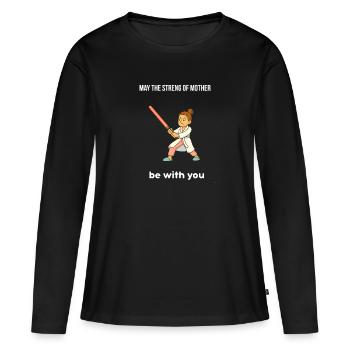 Fête des Mères – Cadeau original - T-shirt manches longues Premium bio Femme - noir - Devant - Julia (174cm)