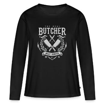 La vraie viande Butcher Hunter - T-shirt manches longues Premium bio Femme - noir - Devant - Julia (174cm)