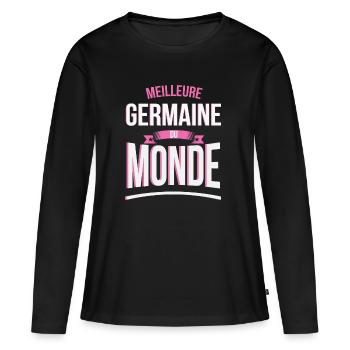 Meilleure Germaine du monde femme - T-shirt manches longues Premium bio Femme - noir - Devant - Julia (174cm)