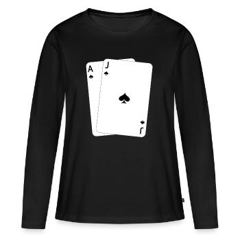 Blackjack AJ - T-shirt manches longues Premium bio Femme - noir - Devant - Julia (174cm)