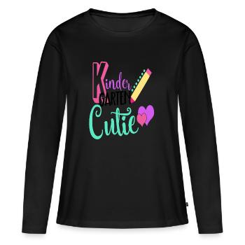 Chemise Cutie de maternelle - T-shirt manches longues Premium bio Femme - noir - Devant - Julia (174cm)