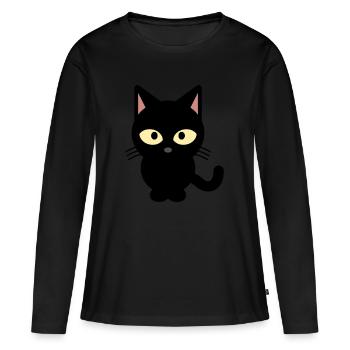 chat noir - T-shirt manches longues Premium bio Femme - noir - Devant - Julia (174cm)