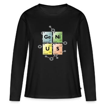Tableau périodique genius 4 - T-shirt manches longues Premium bio Femme - noir - Devant - Julia (174cm)