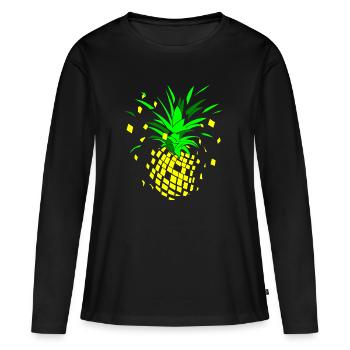 Ananas fruchtige Explosion - Frauen Premium Bio Langarmshirt - Schwarz - Vorne - Julia (174cm)