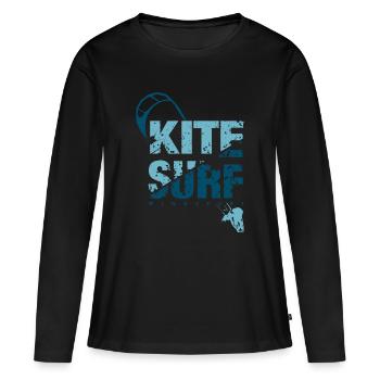KITE SURF 3 - T-shirt manches longues Premium bio Femme - noir - Devant - Julia (174cm)