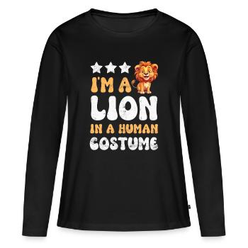 Lion Lion - T-shirt manches longues Premium bio Femme - noir - Devant - Julia (174cm)