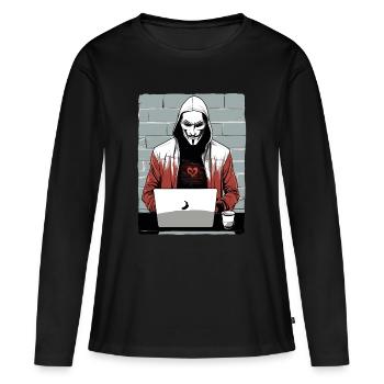 Anonymous Hacker - Frauen Premium Bio Langarmshirt - Schwarz - Vorne - Julia (174cm)