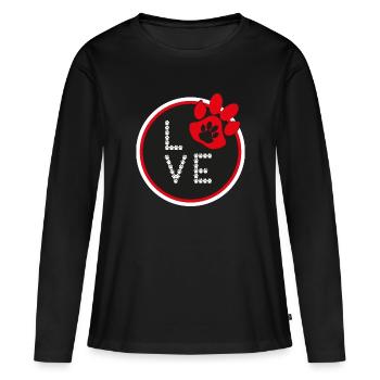 Rote Hundepfote mit sehr viel Liebe. - Frauen Premium Bio Langarmshirt - Schwarz - Vorne - Julia (174cm)