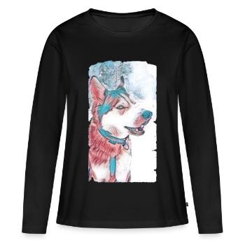 Husky Dog Pastel - Women's Premium Organic Long Sleeve Shirt - black - Front - Julia (174cm)