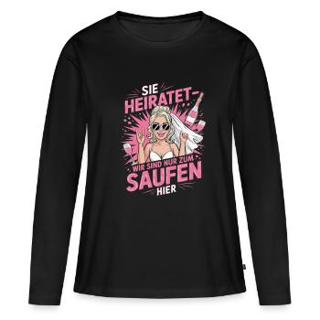 Funny German Hen Party Sie Heiratet Design - T-shirt manches longues Premium bio Femme - noir - Devant - Julia (174cm)