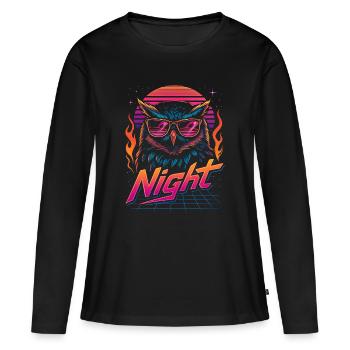 Nachteule Lustige Eulenliebhaberin Nachteule - Frauen Premium Bio Langarmshirt - Schwarz - Vorne - Julia (174cm)