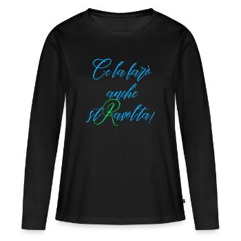 Je vais aussi le faire contrarier Bleu et Vert - T-shirt manches longues Premium bio Femme - noir - Devant - Julia (174cm)