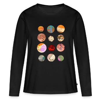 Marbres et planètes - T-shirt manches longues Premium bio Femme - noir - Devant - Julia (174cm)