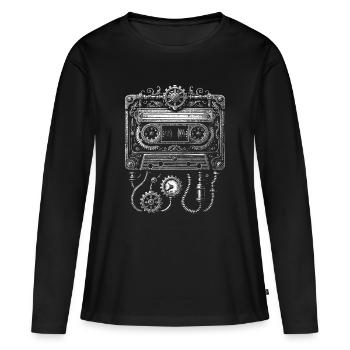Steampunk Cassette Clockwork - Women's Premium Organic Long Sleeve Shirt - black - Front - Julia (174cm)