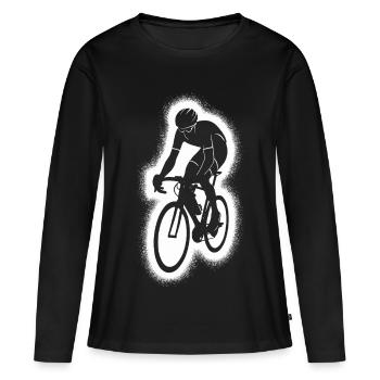Cycliste de course cycliste sur route - T-shirt manches longues Premium bio Femme - noir - Devant - Julia (174cm)