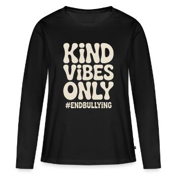 Des vibes bienveillants ne font que mettre fin au harcèlement - T-shirt manches longues Premium bio Femme - noir - Devant - Julia (174cm)