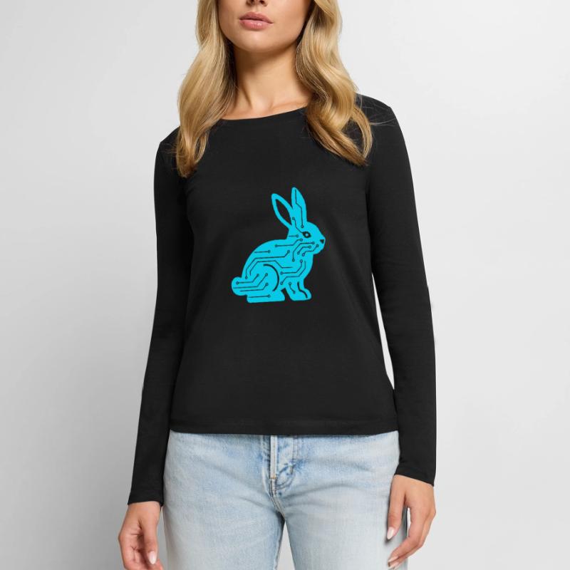 Cyber Rabbit Circuit Board Tech Vector T-shirt manches longues Premium bio Femme